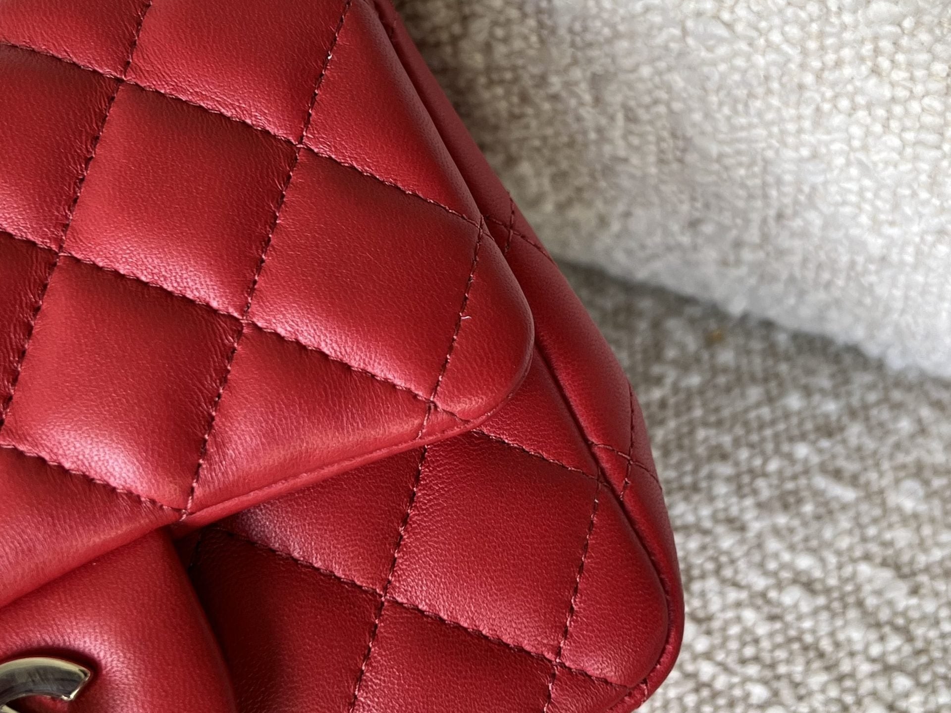 CHANEL Handbag Chanel Red Mini Square Lambskin Quilted Flap SHW -Knockoff
