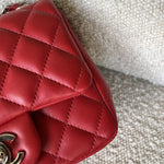 CHANEL Handbag Chanel Red Mini Square Lambskin Quilted Flap SHW -Knockoff
