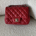 CHANEL Handbag Chanel Red Mini Square Lambskin Quilted Flap SHW -Knockoff
