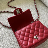 CHANEL Handbag Chanel Red Mini Square Lambskin Quilted Flap SHW -Knockoff
