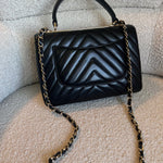 CHANEL Handbag Chanel Small Black Lambskin Chevron Trendy CC LGHW -Knockoff
