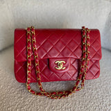 CHANEL Handbag Chanel Small Vintage Red Lambskin Quilted Classic Flap GHW -Knockoff
