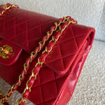 CHANEL Handbag Chanel Small Vintage Red Lambskin Quilted Classic Flap GHW -Knockoff
