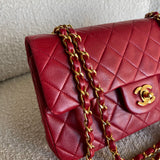 CHANEL Handbag Chanel Small Vintage Red Lambskin Quilted Classic Flap GHW -Knockoff
