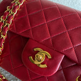 CHANEL Handbag Chanel Small Vintage Red Lambskin Quilted Classic Flap GHW -Knockoff
