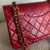 CHANEL Handbag Chanel Small Vintage Red Lambskin Quilted Classic Flap GHW -Knockoff
