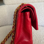 CHANEL Handbag Chanel Small Vintage Red Lambskin Quilted Classic Flap GHW -Knockoff
