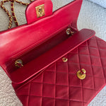 CHANEL Handbag Chanel Small Vintage Red Lambskin Quilted Classic Flap GHW -Knockoff
