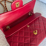 CHANEL Handbag Chanel Small Vintage Red Lambskin Quilted Classic Flap GHW -Knockoff
