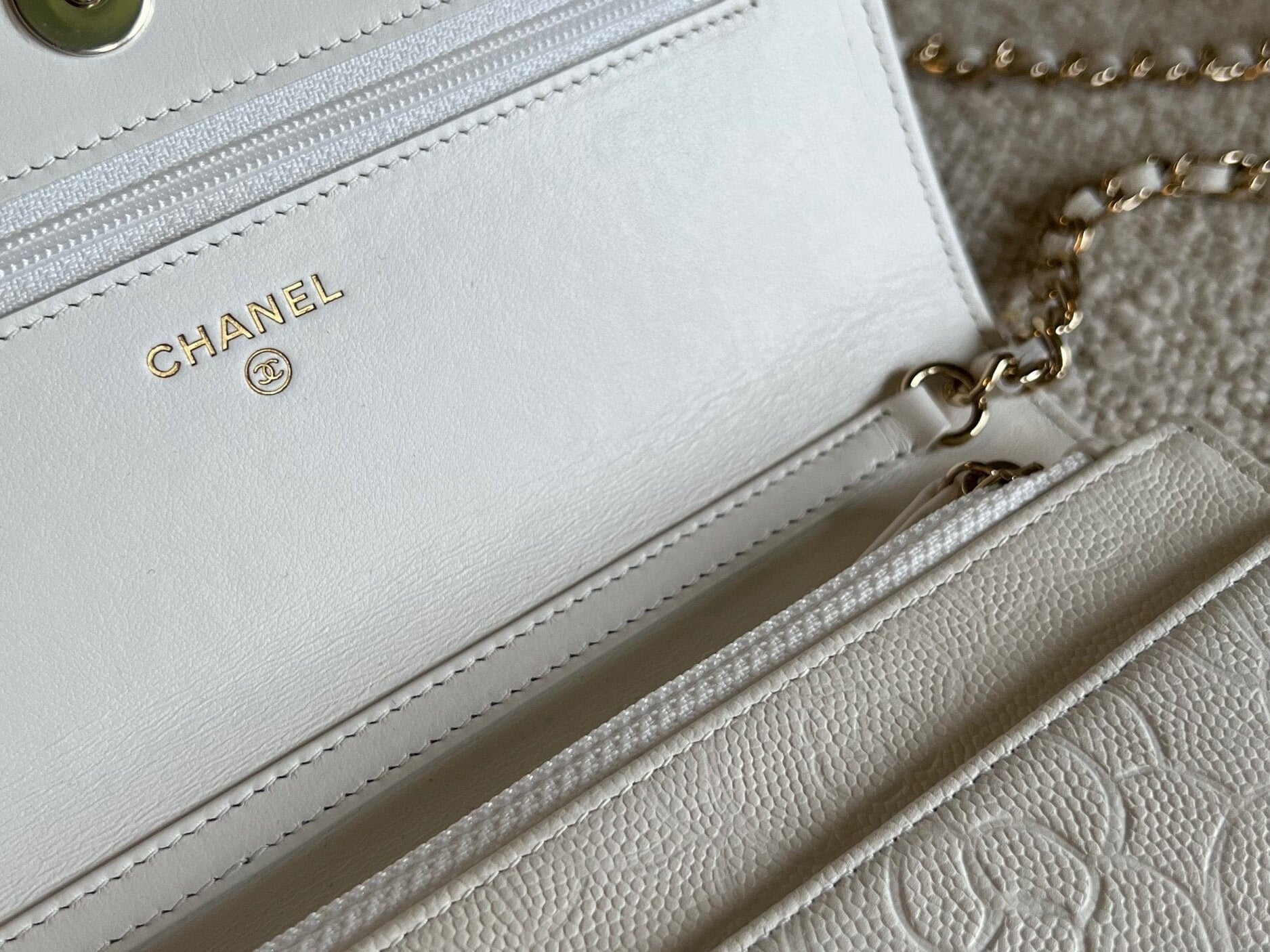 CHANEL Handbag Chanel White Caviar Quilted Camellia Wallet on Chain LGHW (WOC) -Knockoff
