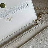 CHANEL Handbag Chanel White Caviar Quilted Camellia Wallet on Chain LGHW (WOC) -Knockoff
