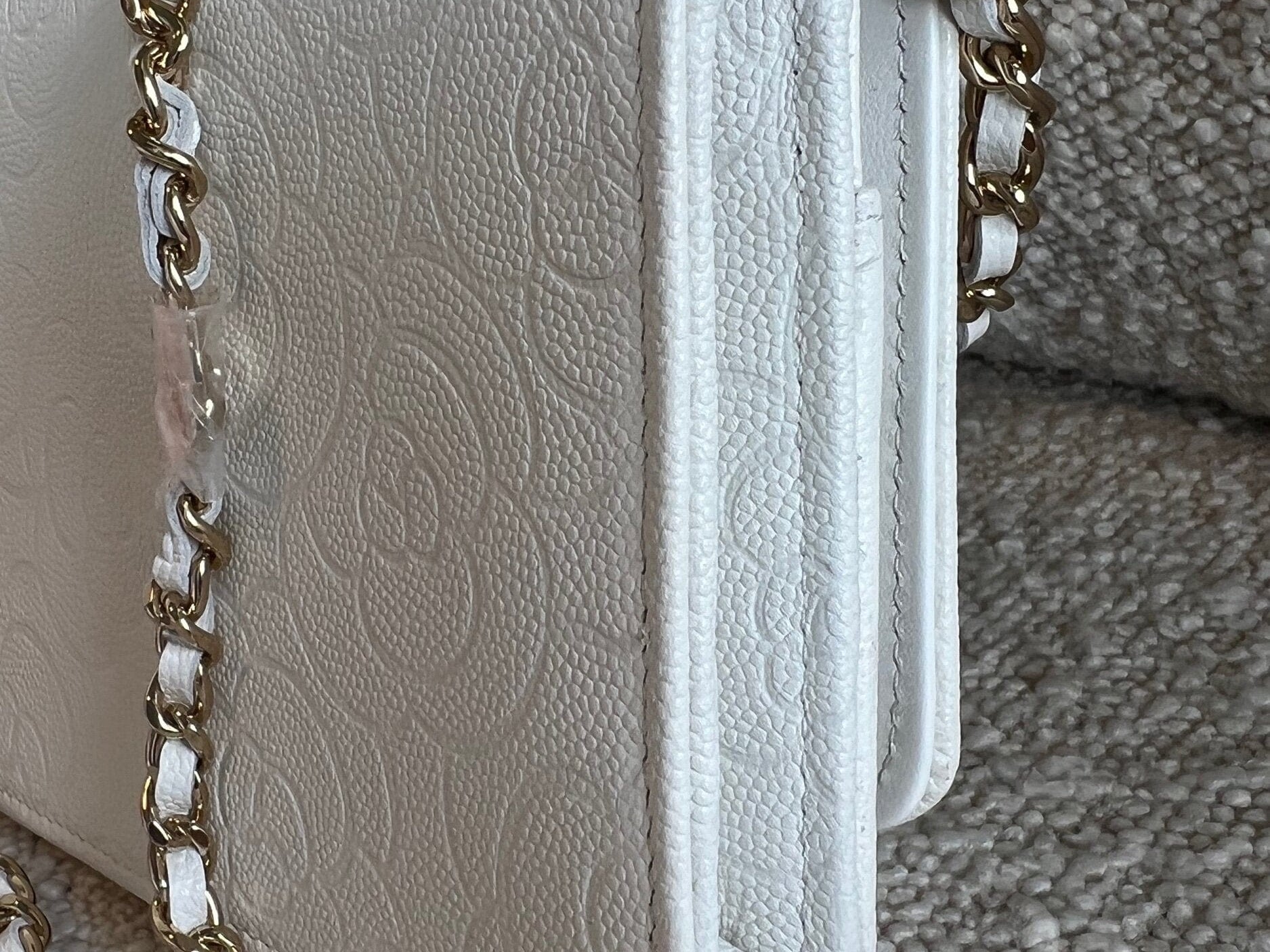 CHANEL Handbag Chanel White Caviar Quilted Camellia Wallet on Chain LGHW (WOC) -Knockoff
