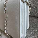 CHANEL Handbag Chanel White Caviar Quilted Camellia Wallet on Chain LGHW (WOC) -Knockoff
