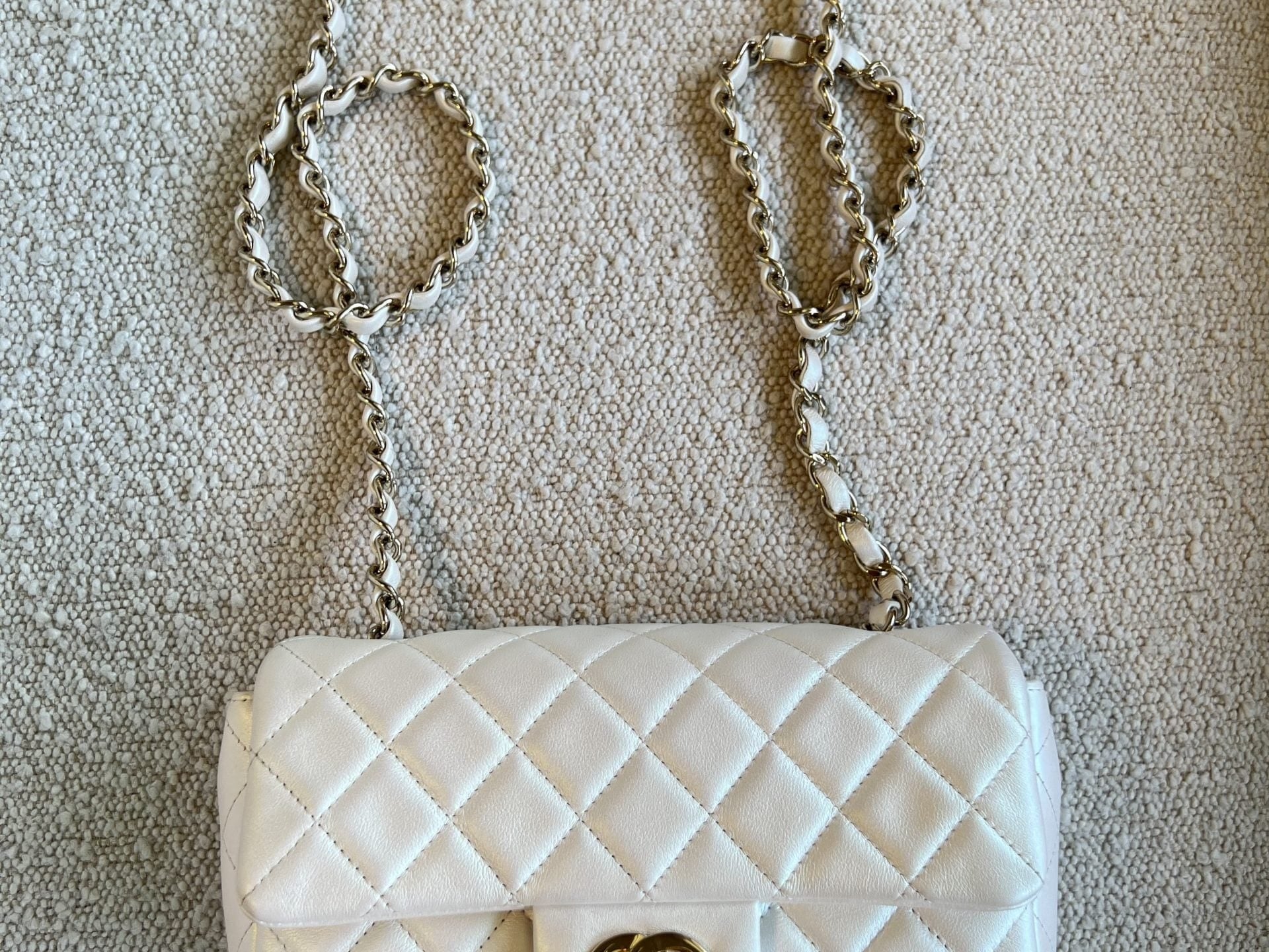 CHANEL Handbag Chanel White Iridescent Mini Rectangular LGHW -Knockoff
