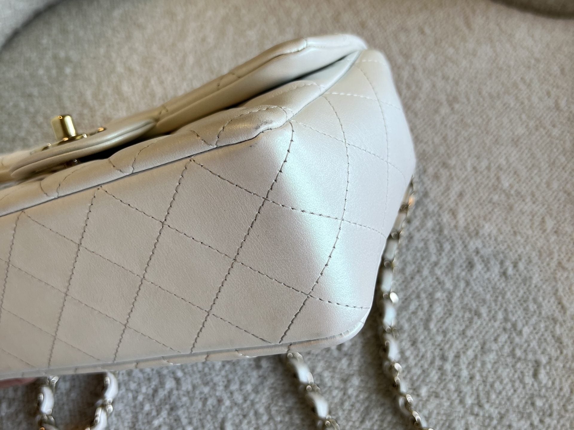 CHANEL Handbag Chanel White Iridescent Mini Rectangular LGHW -Knockoff
