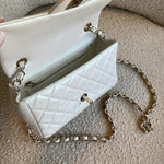 CHANEL Handbag Chanel White Iridescent Mini Rectangular LGHW -Knockoff
