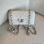 CHANEL Handbag Chanel White Iridescent Mini Rectangular LGHW -Knockoff
