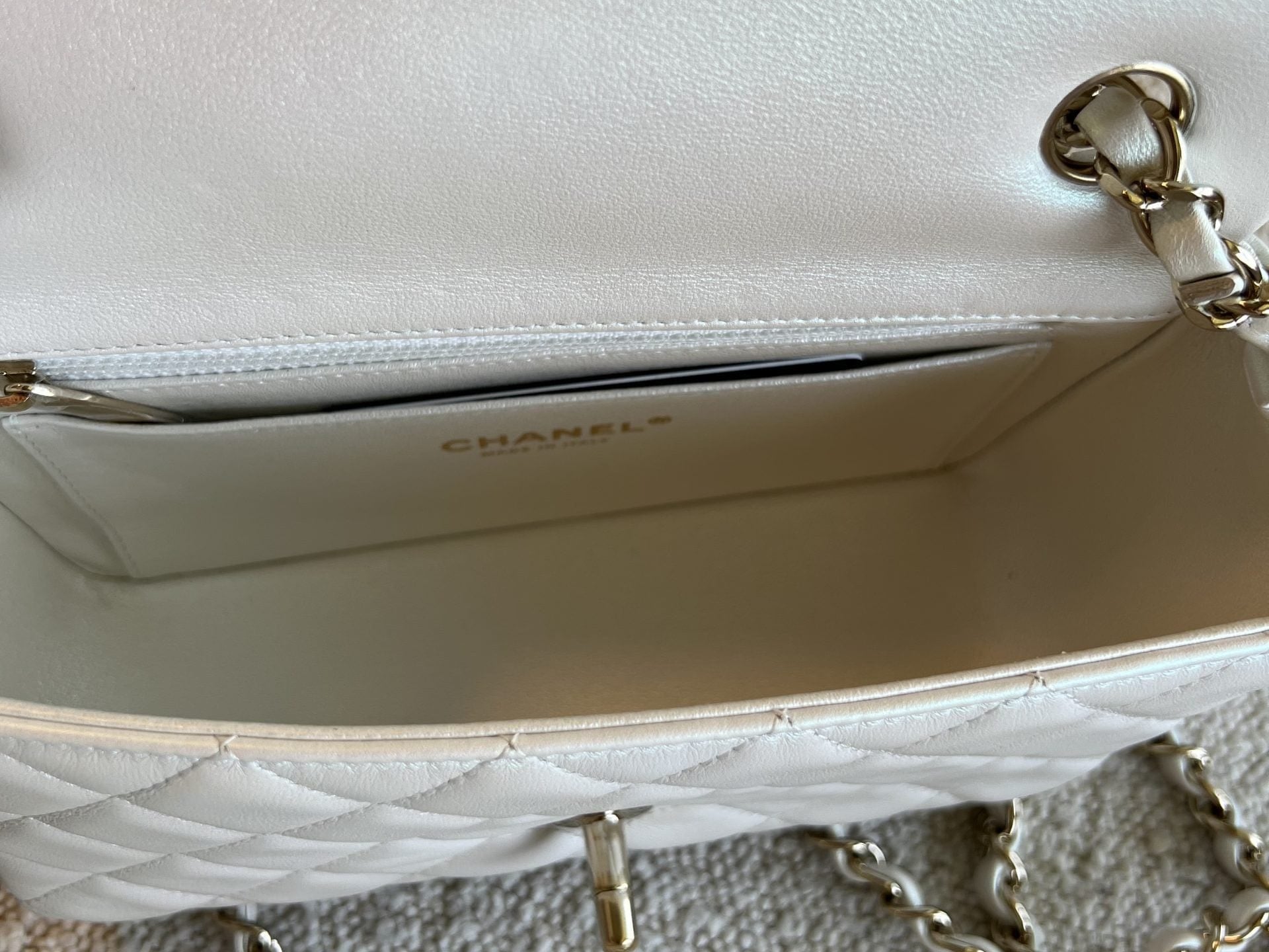 CHANEL Handbag Chanel White Iridescent Mini Rectangular LGHW -Knockoff
