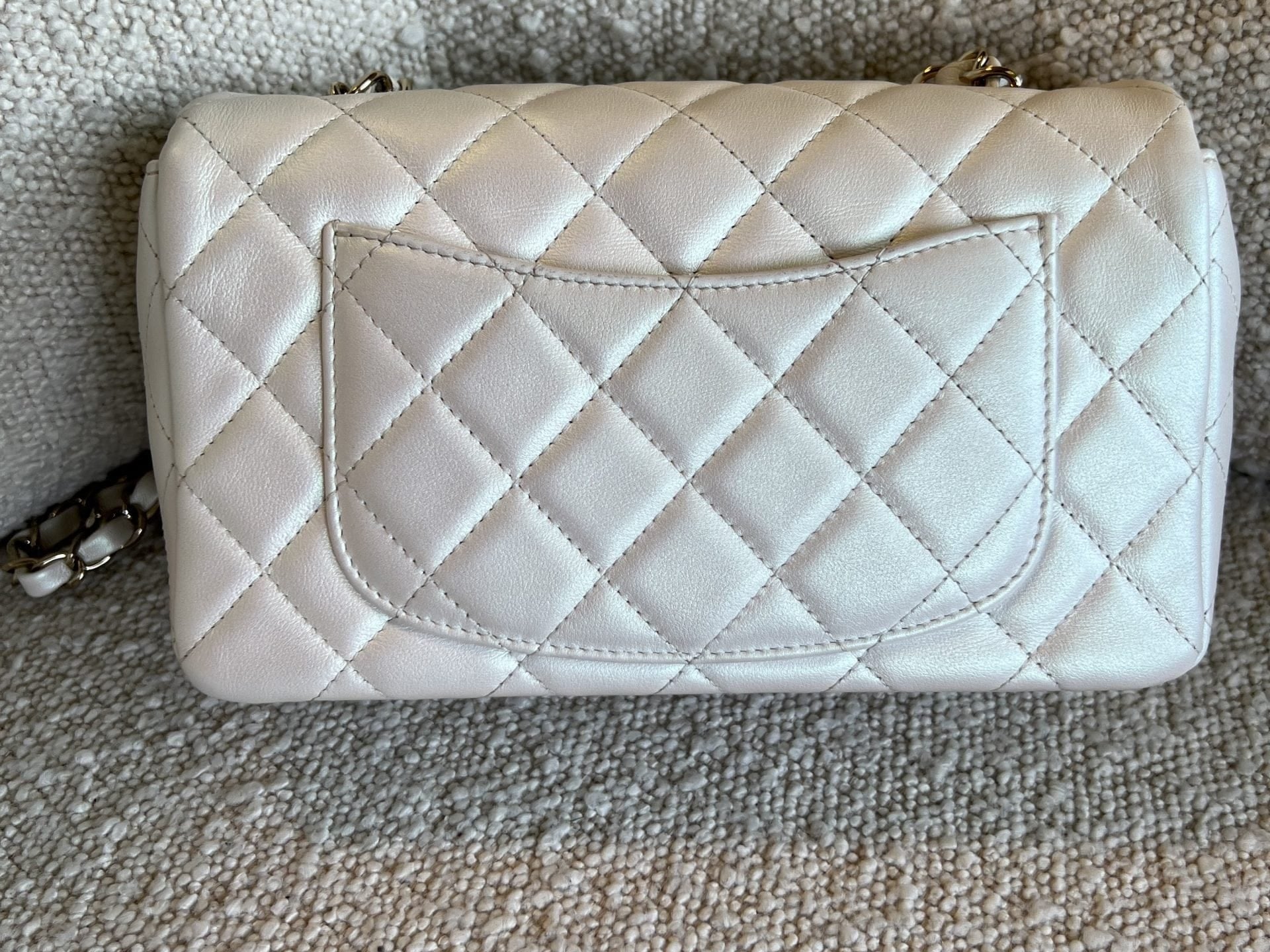 CHANEL Handbag Chanel White Iridescent Mini Rectangular LGHW -Knockoff
