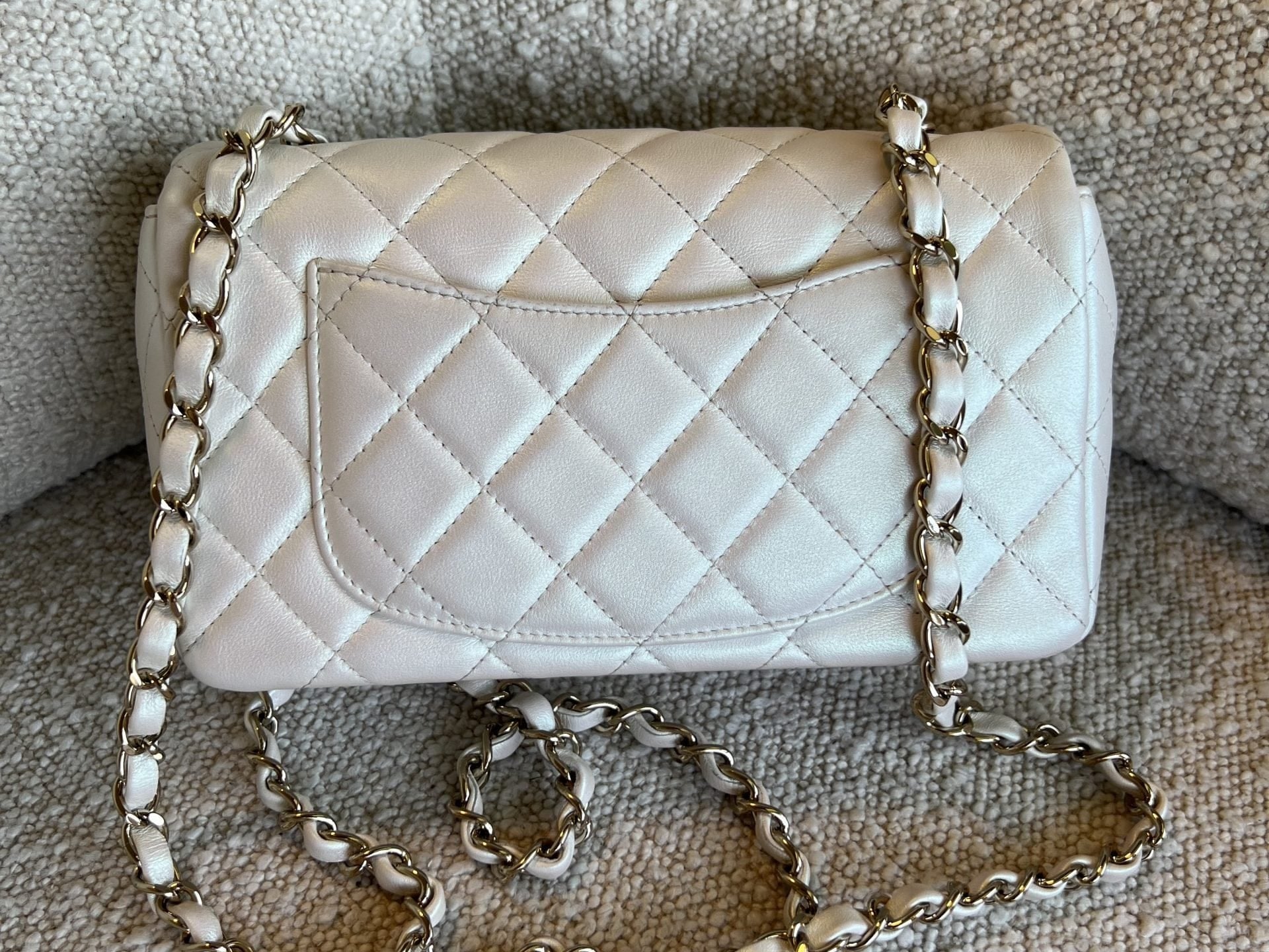 CHANEL Handbag Chanel White Iridescent Mini Rectangular LGHW -Knockoff
