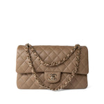 CHANEL Handbag Classic flap / Beige 22A Dark Beige Caviar Quilted Classic Flap Medium Light Gold Hardware -Knockoff
