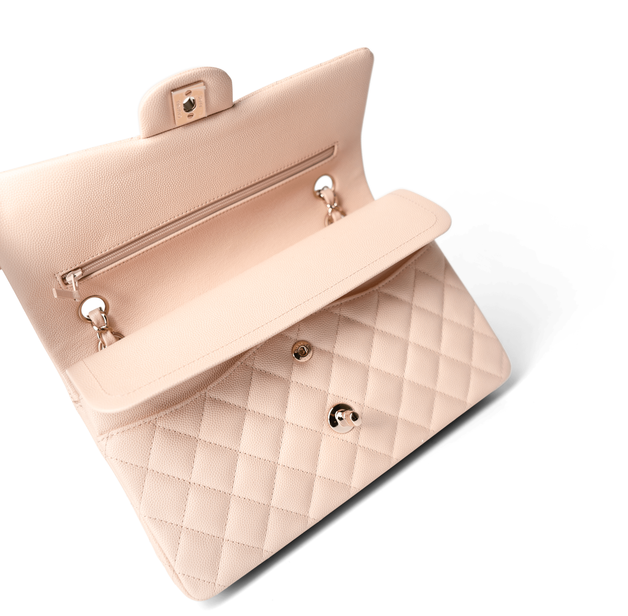 CHANEL Handbag Classic Flap / Beige 22c Beige Caviar Quilted Classic Flap Medium Light Gold Hardware -Knockoff
