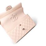 CHANEL Handbag Classic Flap / Beige 22c Beige Caviar Quilted Classic Flap Medium Light Gold Hardware -Knockoff
