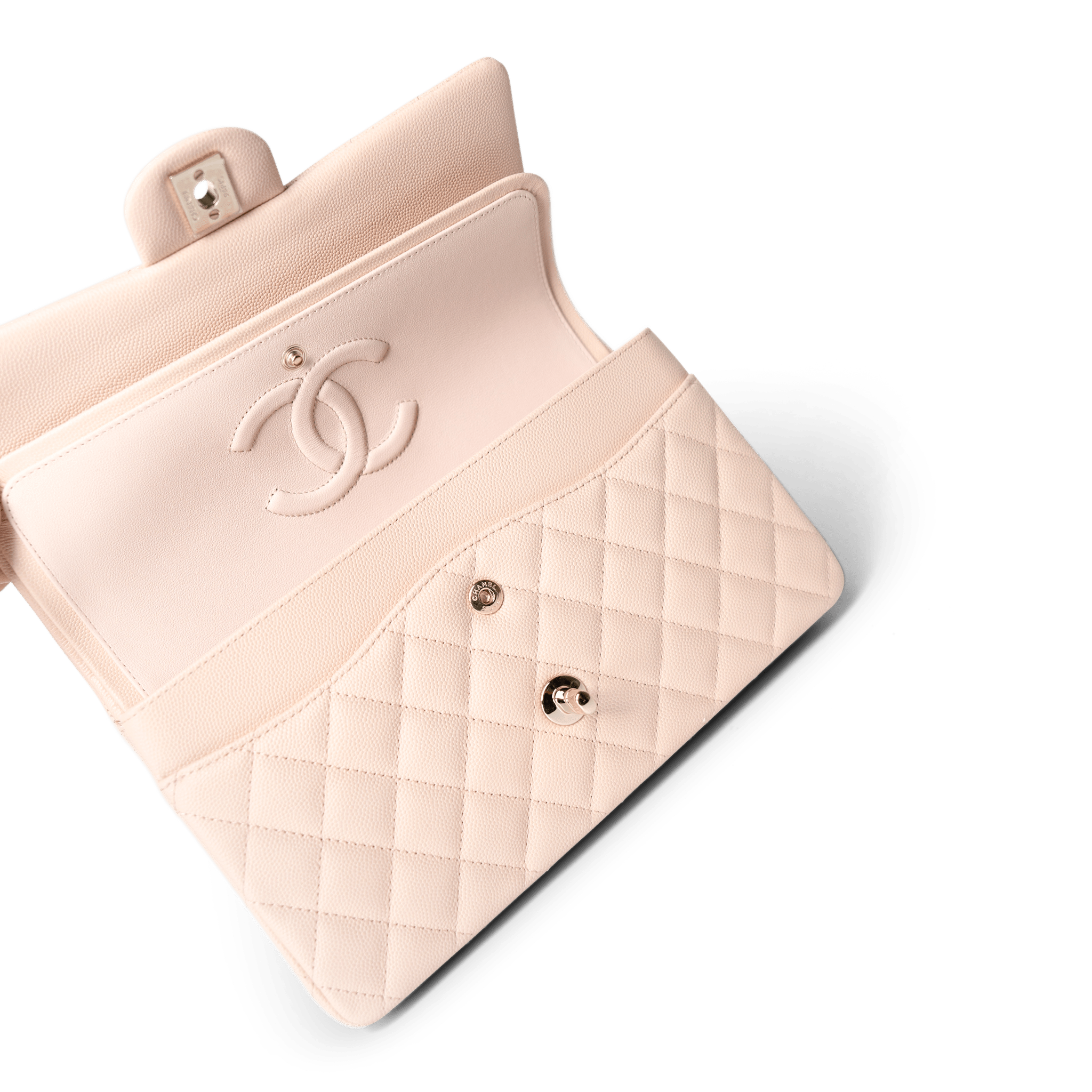 CHANEL Handbag Classic Flap / Beige 22c Beige Caviar Quilted Classic Flap Medium Light Gold Hardware -Knockoff
