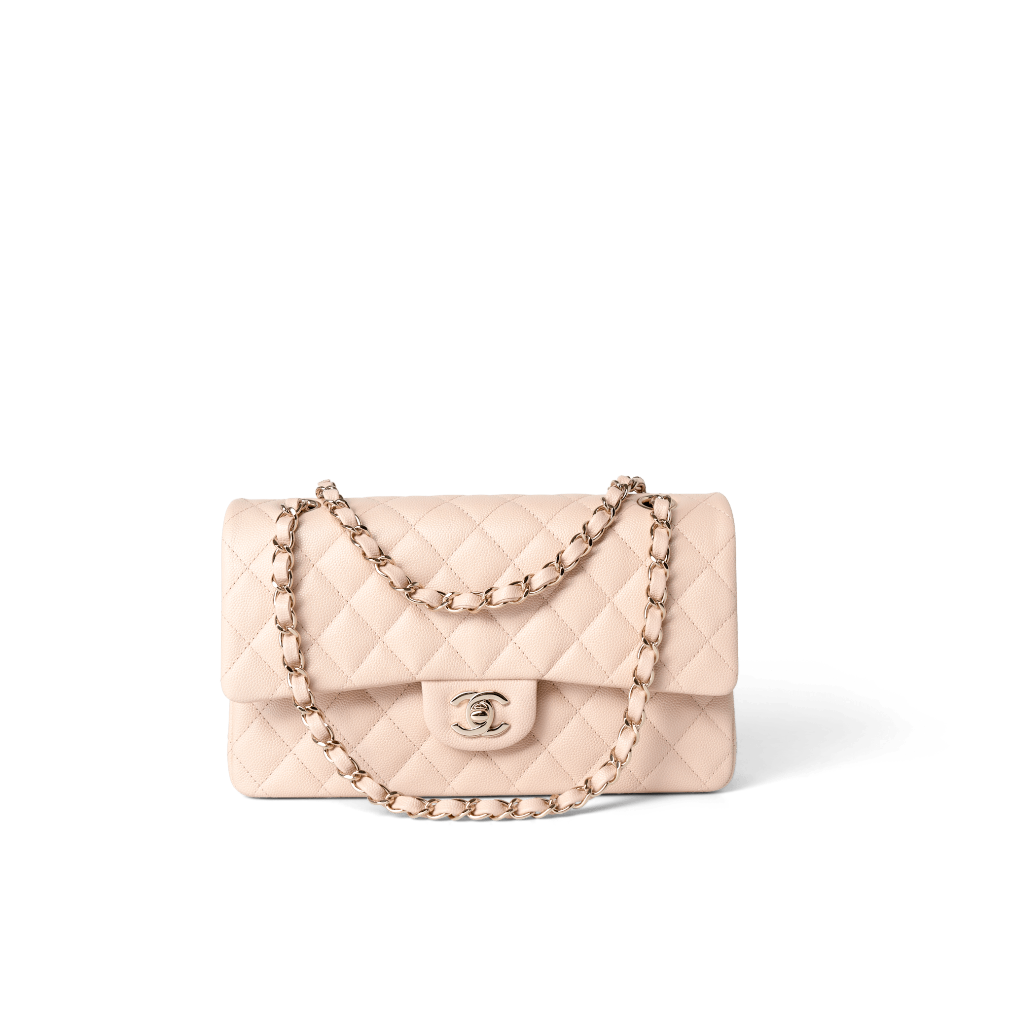 CHANEL Handbag Classic Flap / Beige 22c Beige Caviar Quilted Classic Flap Medium Light Gold Hardware -Knockoff
