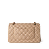 CHANEL Handbag Classic flap / Beige Beige / Tan Caviar Quilted Classic Flap Medium Light Gold Hardware -Knockoff
