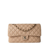 CHANEL Handbag Classic flap / Beige Beige / Tan Caviar Quilted Classic Flap Medium Light Gold Hardware -Knockoff
