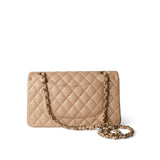 CHANEL Handbag Classic flap / Beige Beige / Tan Caviar Quilted Classic Flap Medium Light Gold Hardware -Knockoff
