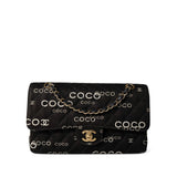 CHANEL Handbag Classic Flap / Black Black Canvas Quilted COCO Medium Classic Flap Light Gold Hardware -Knockoff
