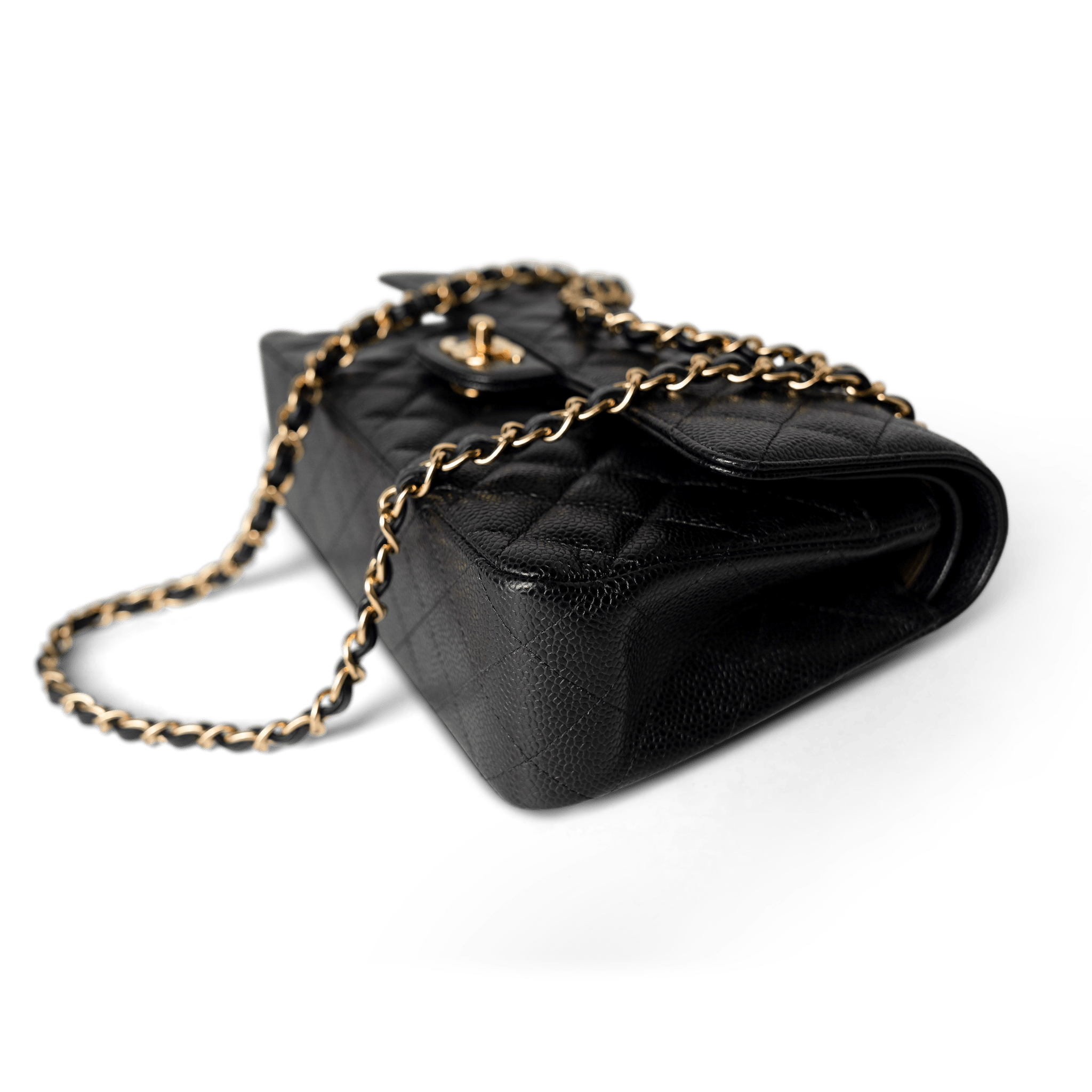 CHANEL Handbag Classic Flap / Black Black Caviar Quilted Classic Flap Medium Gold Hardware -Knockoff
