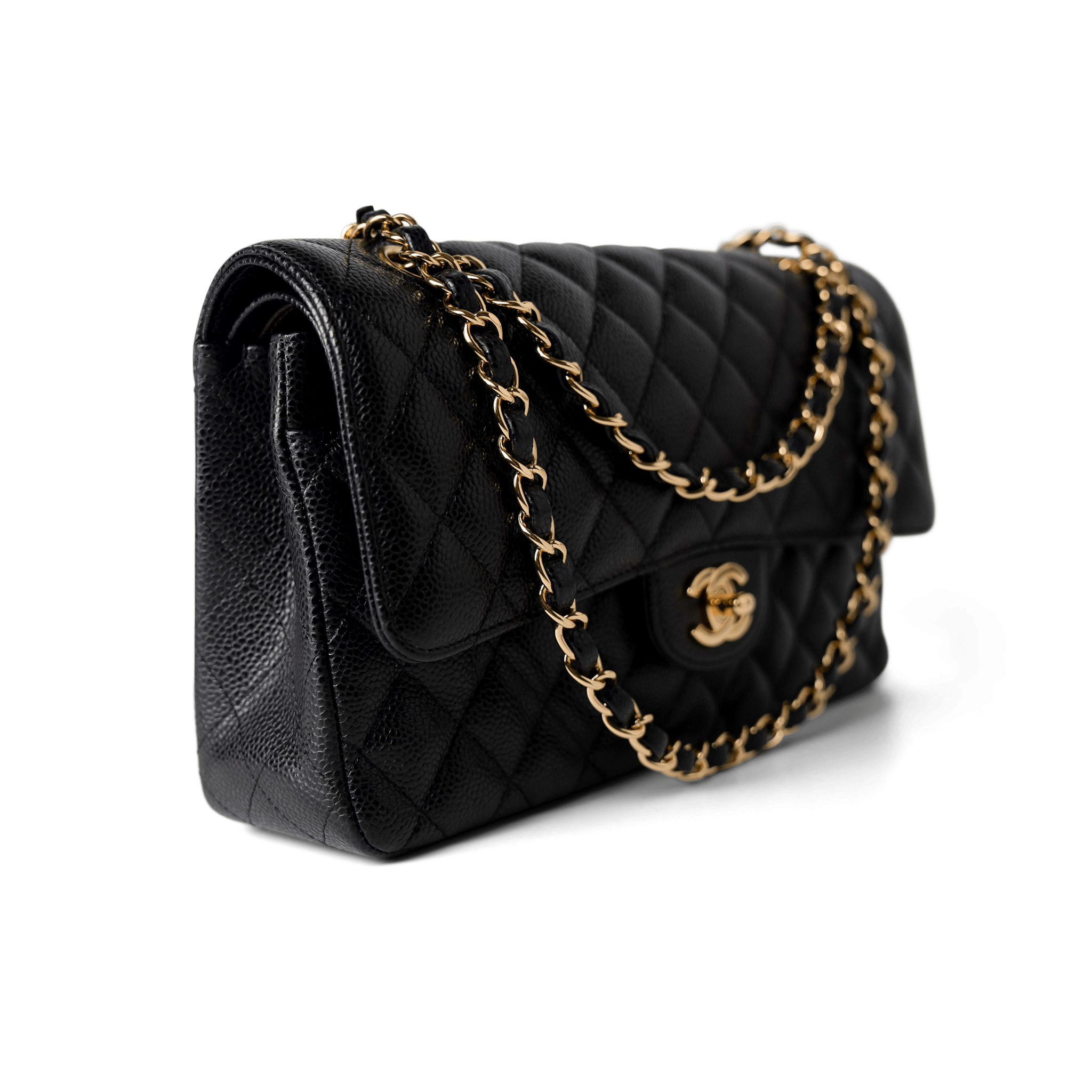 CHANEL Handbag Classic Flap / Black Black Caviar Quilted Classic Flap Medium Gold Hardware -Knockoff
