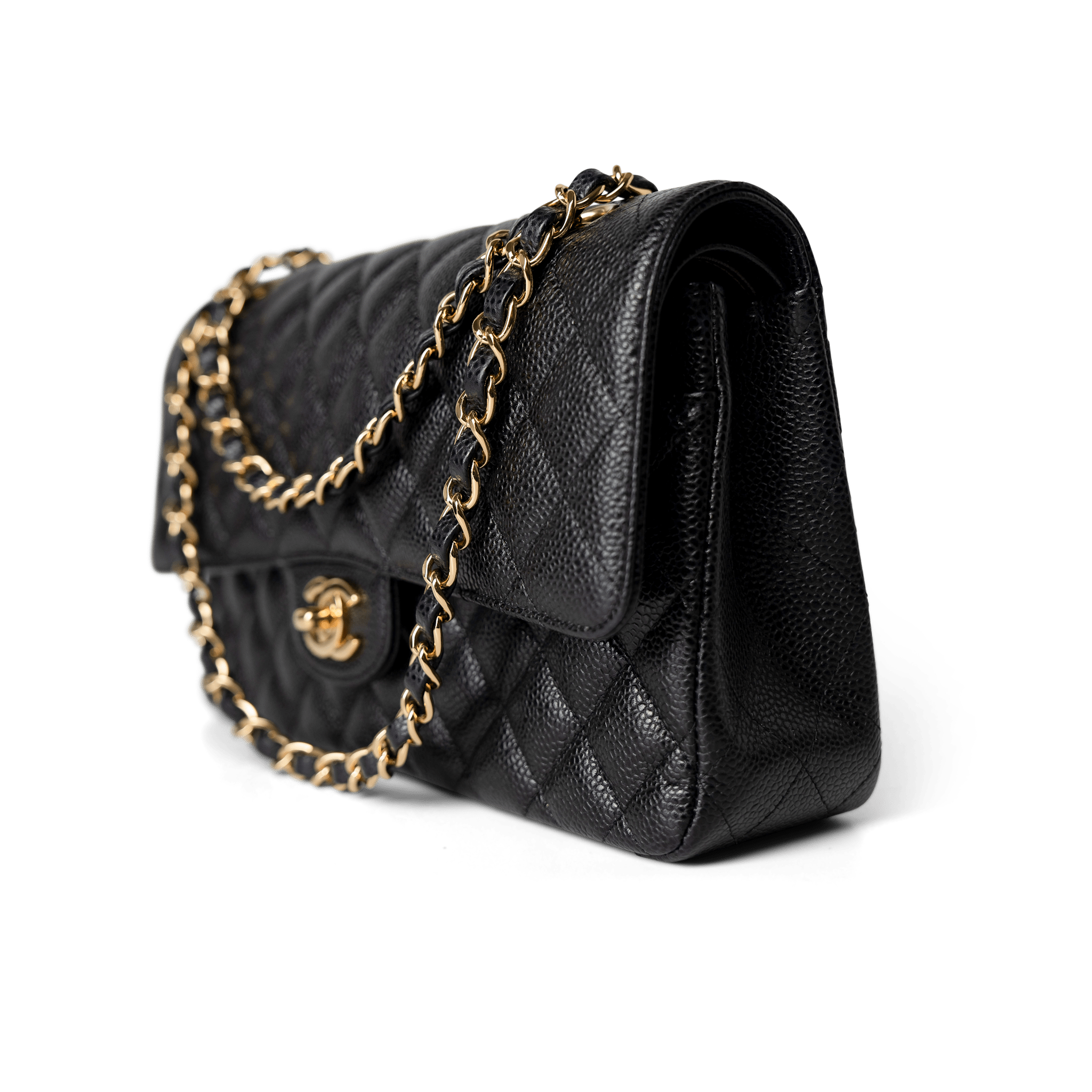 CHANEL Handbag Classic Flap / Black Black Caviar Quilted Classic Flap Medium Gold Hardware -Knockoff
