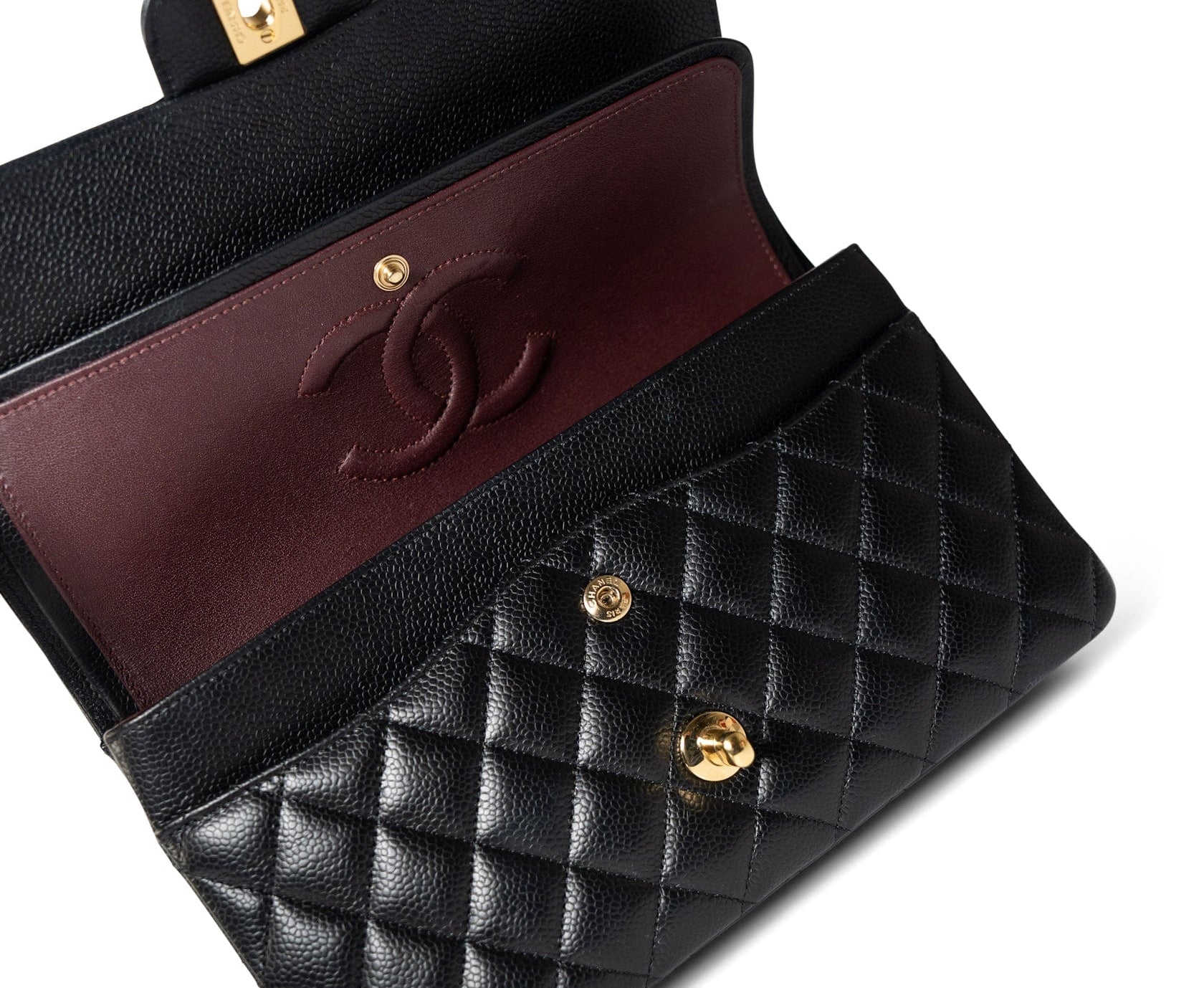 CHANEL Handbag Classic flap / Black Black Caviar Quilted Classic Flap Medium Gold Hardware -Knockoff
