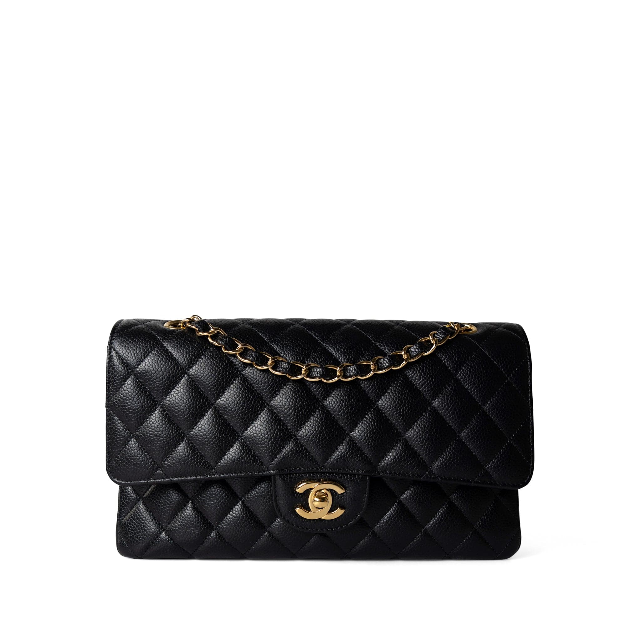 CHANEL Handbag Classic flap / Black Black Caviar Quilted Classic Flap Medium Gold Hardware -Knockoff
