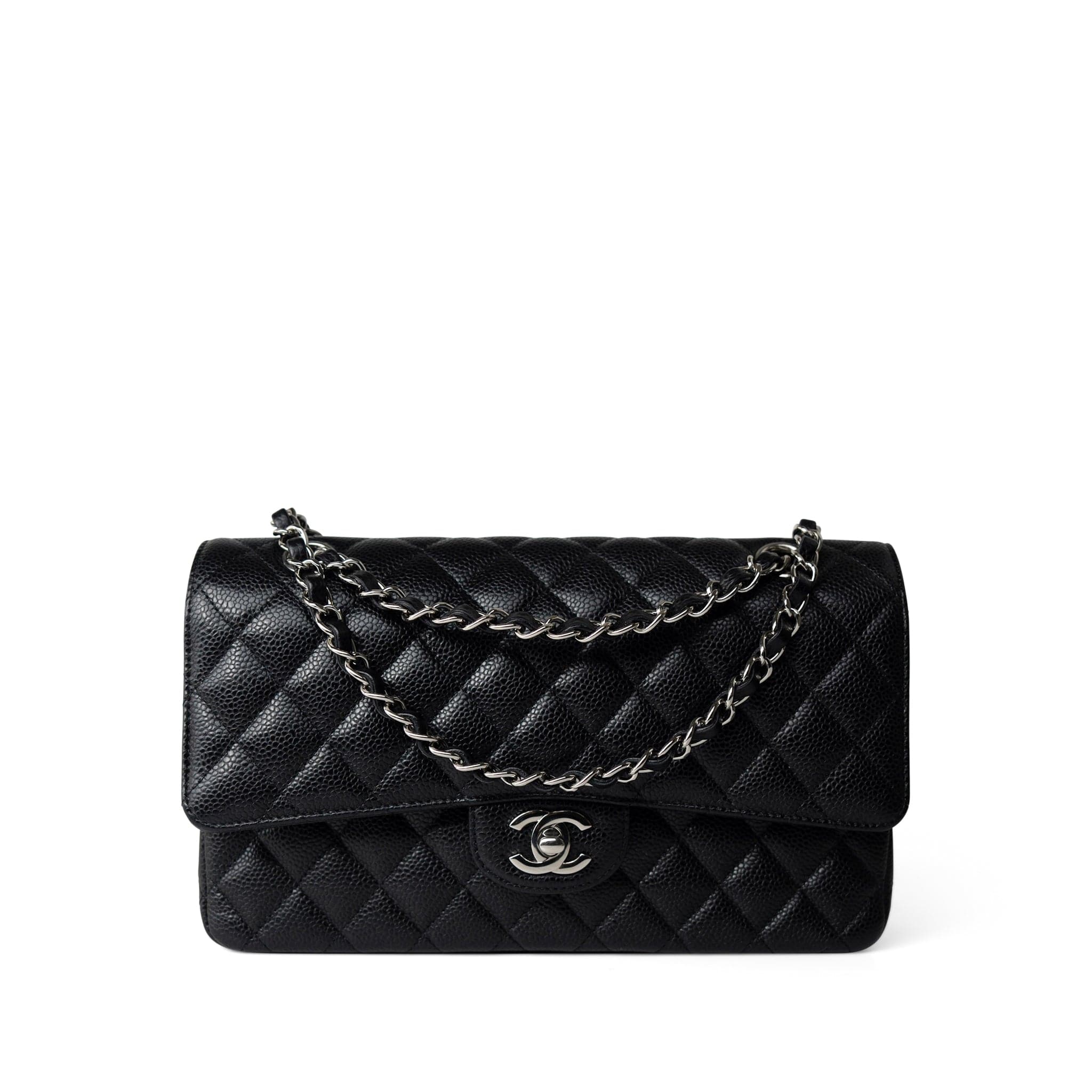 CHANEL Handbag Classic flap / Black Black Caviar Quilted Medium Classic Flap Silver Hardware -Knockoff
