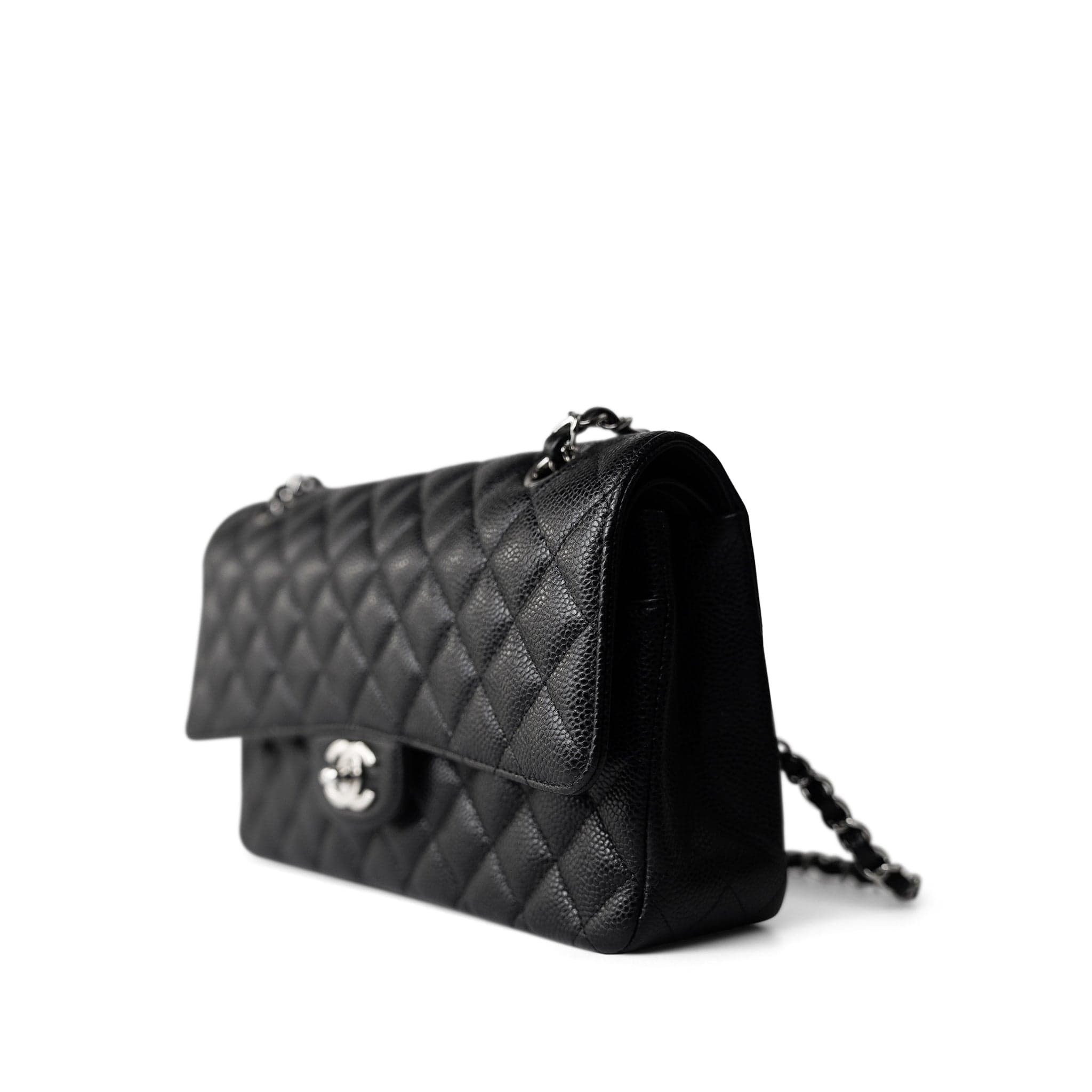 CHANEL Handbag Classic flap / Black Black Caviar Quilted Medium Classic Flap Silver Hardware -Knockoff
