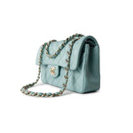 CHANEL Handbag Classic flap / Blue 19C Tiffany Blue Caviar Quilted Classic Flap Small Light Gold Hardware -Knockoff
