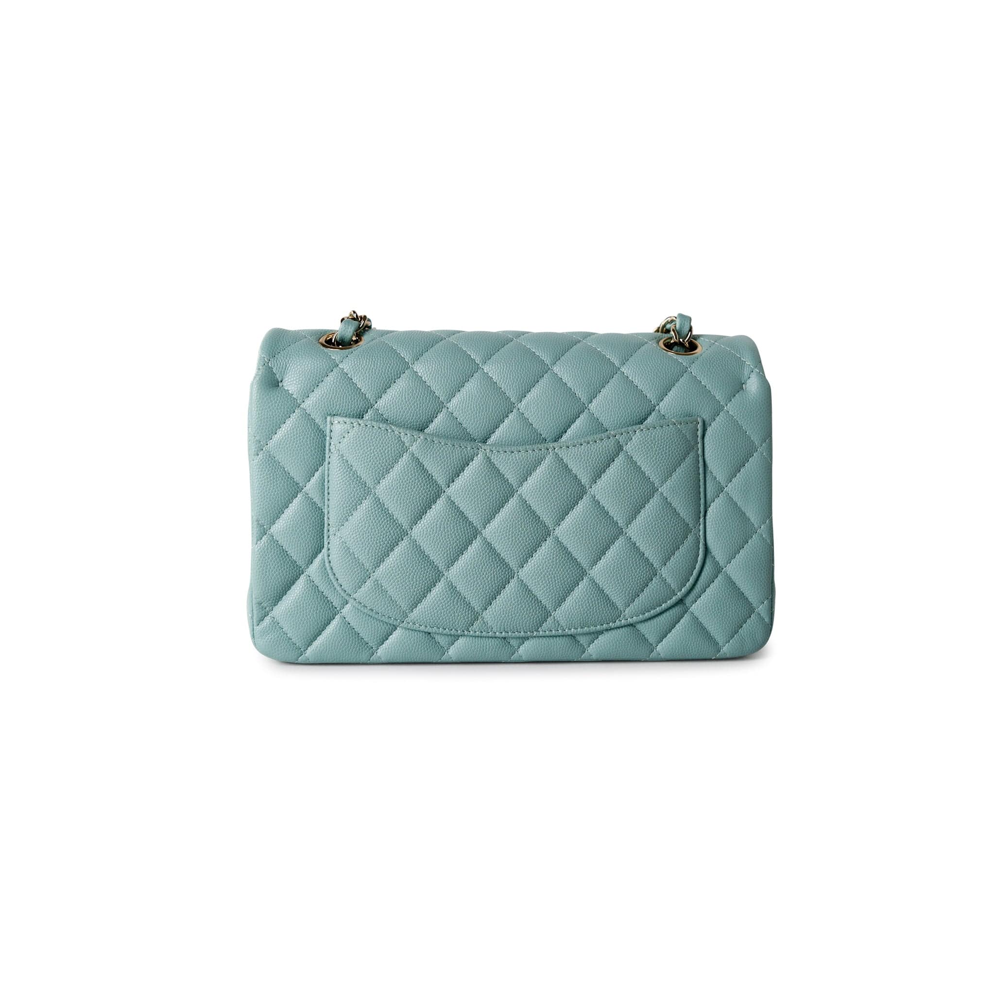 CHANEL Handbag Classic flap / Blue 19C Tiffany Blue Caviar Quilted Classic Flap Small Light Gold Hardware -Knockoff
