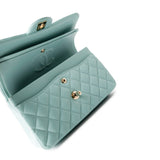 CHANEL Handbag Classic flap / Blue 19C Tiffany Blue Caviar Quilted Classic Flap Small Light Gold Hardware -Knockoff
