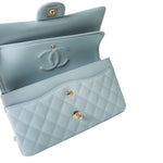 CHANEL Handbag Classic flap / Blue 22P Light Blue Caviar Quilted Classic Flap Medium Light Gold Hardware -Knockoff
