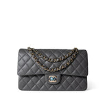 CHANEL Handbag Classic Flap / Grey 22A Dark Grey Lambskin Quilted Classic Flap Medium Light Gold Hardware -Knockoff
