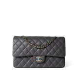 CHANEL Handbag Classic Flap / Grey 22A Dark Grey Lambskin Quilted Classic Flap Medium Light Gold Hardware -Knockoff
