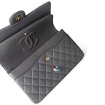 CHANEL Handbag Classic Flap / Grey 22A Dark Grey Lambskin Quilted Classic Flap Medium Light Gold Hardware -Knockoff
