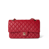 CHANEL Handbag Classic Flap / Red Red Caviar Quilted Classic Flap Medium Light Gold Hardware -Knockoff
