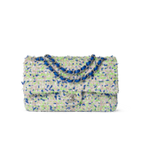 CHANEL Handbag Classic Flap / White 23S White Blue Green Tweed Quilted Classic Flap Medium -Knockoff
