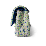 CHANEL Handbag Classic Flap / White 23S White Blue Green Tweed Quilted Classic Flap Medium -Knockoff
